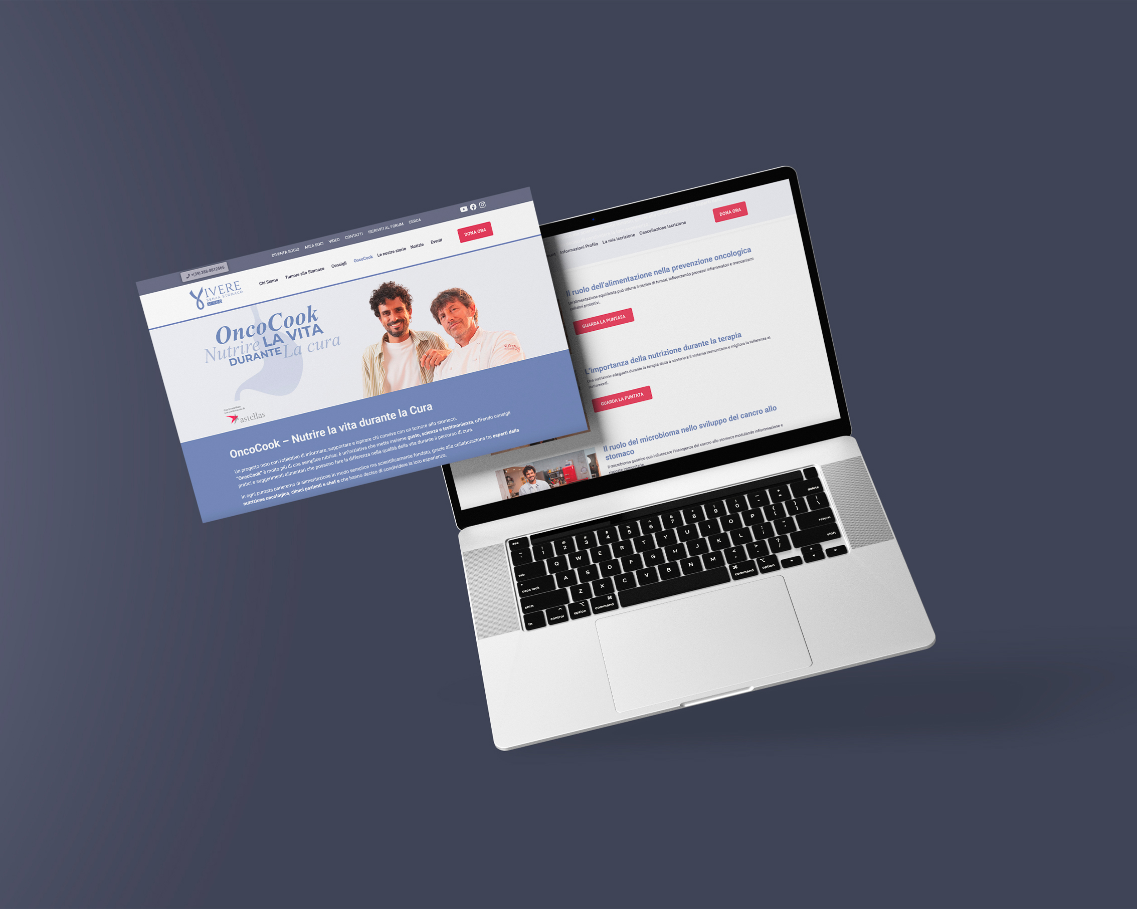 Sezione dedicata al progetto Oncocook sul sito viveresenzastomaco.it